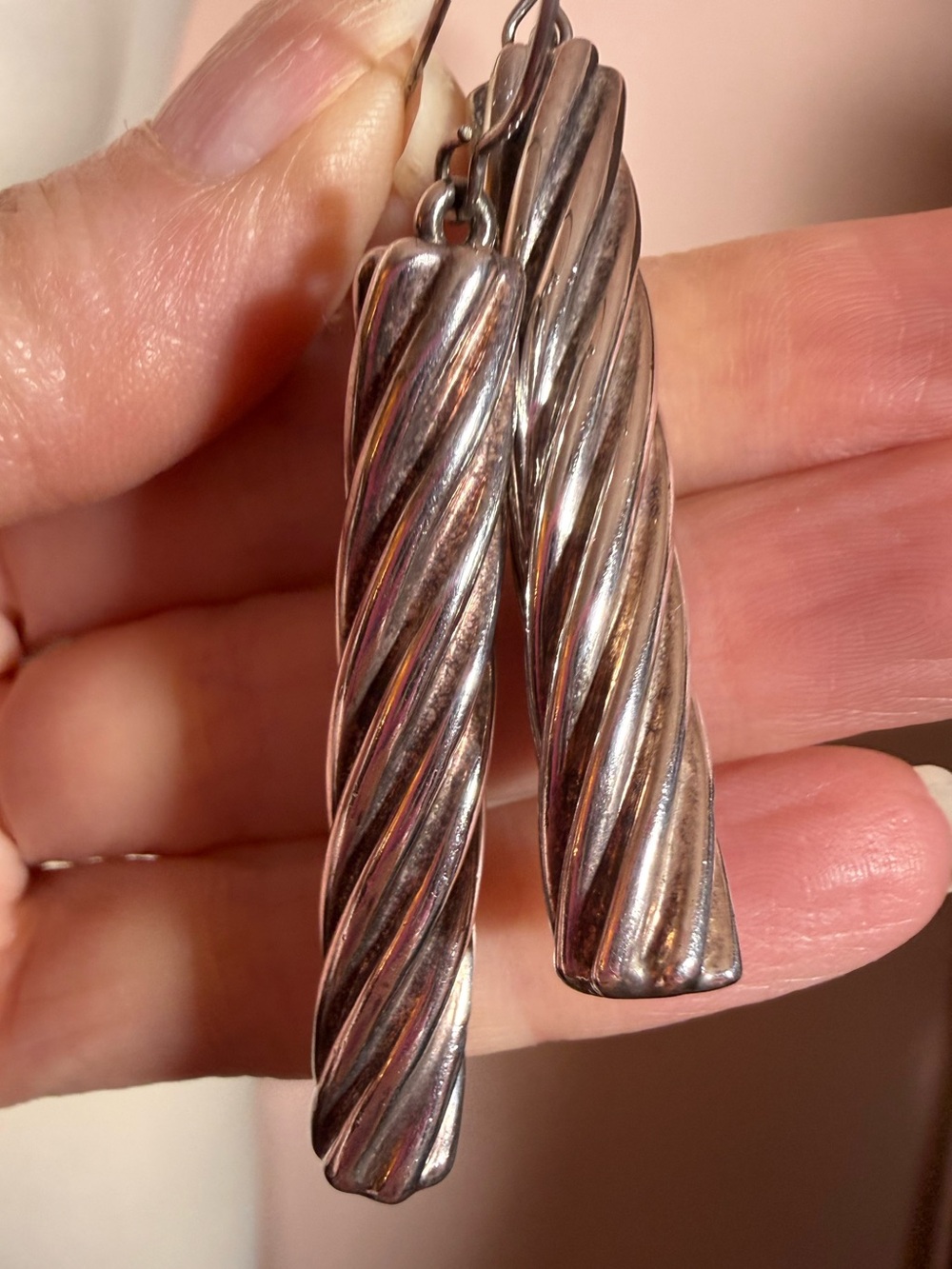 Vintage sterling silver modernist oversized long earrings southwestern